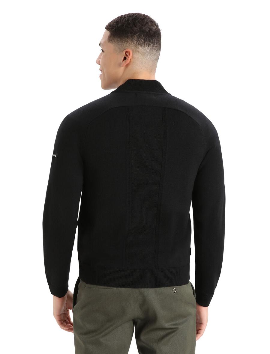 Black Icebreaker City Label ZoneKnit™ Merino Insulated Knit Bomber Men's Hoodie | AU 1265NWYB